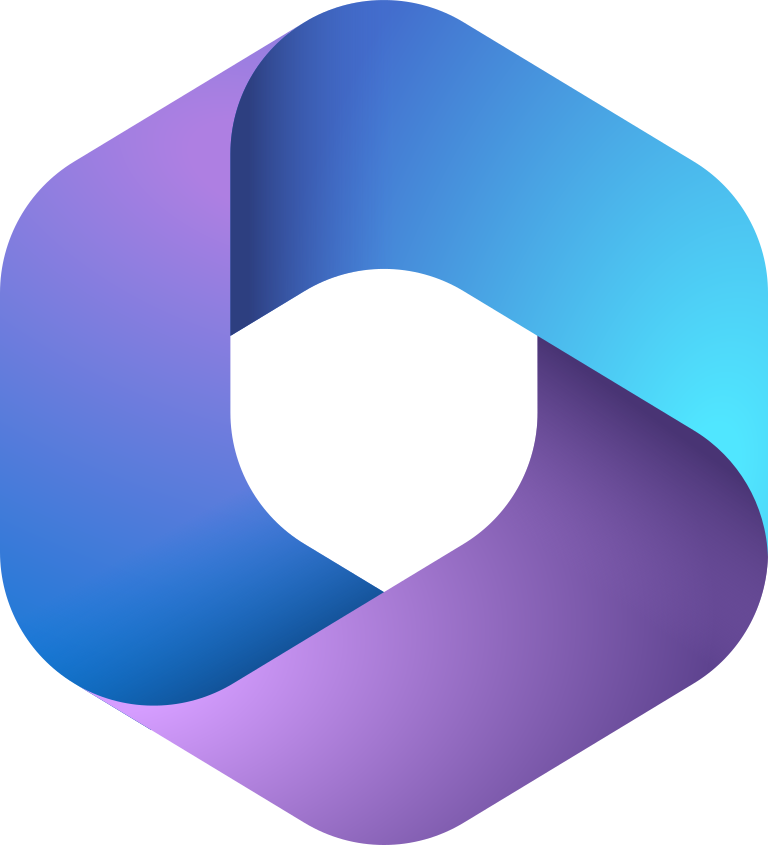 The Microsoft 365 logo, a purple and blue circular shape. 