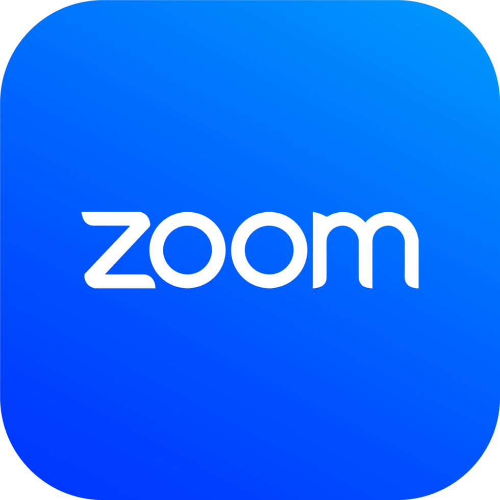 The Zoom logo, a blue box that says Zoom.